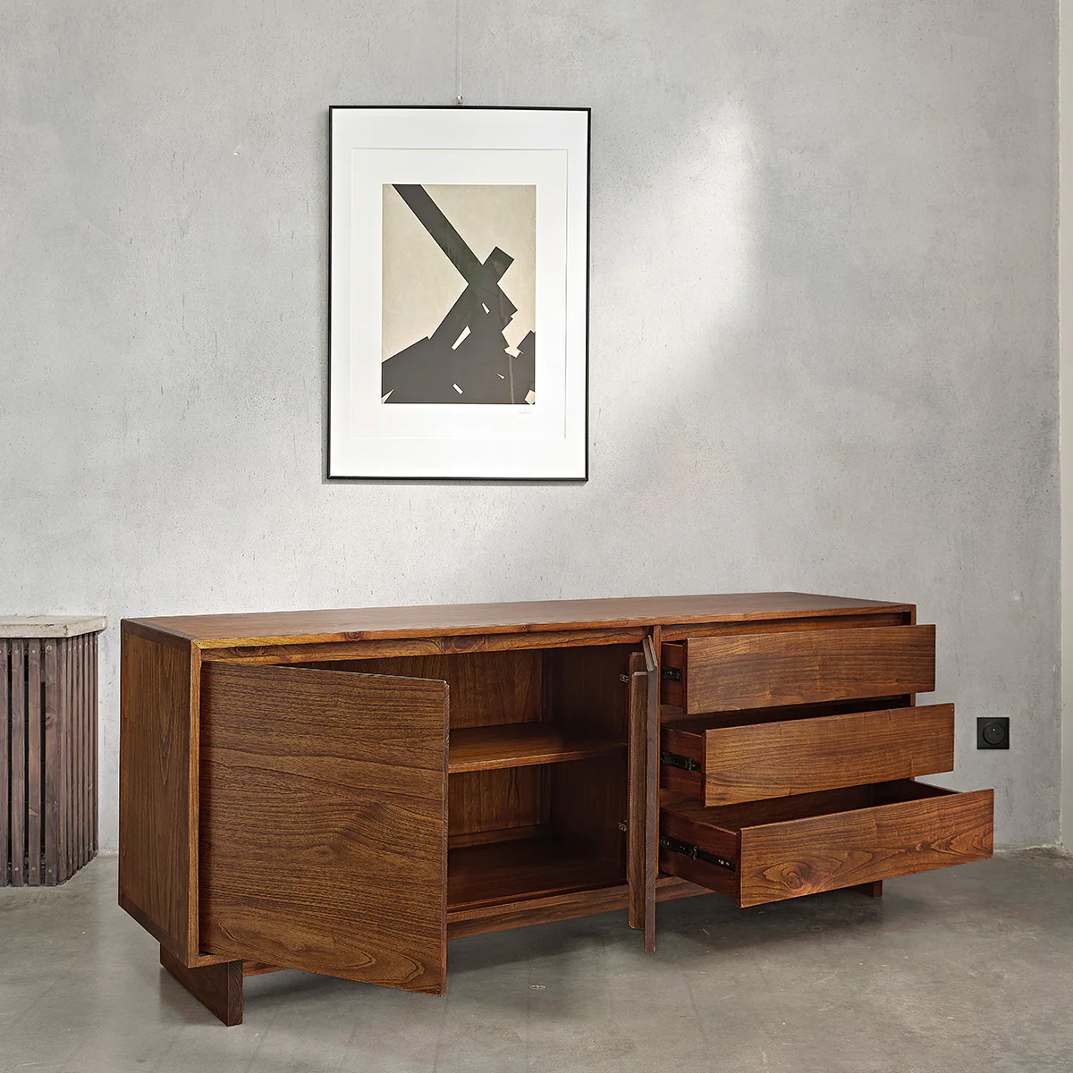 Commode en mindi massif finition noyer 180 cm - Image 4
