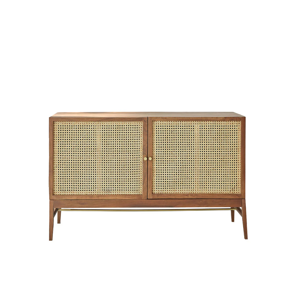 Commode en acacia massif finition noyer et cannage 120 cm - Image 2