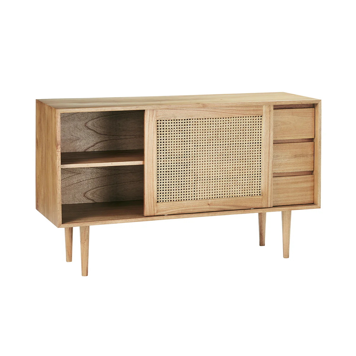 Commode en mindi massif et cannage 135 cm - Image 3