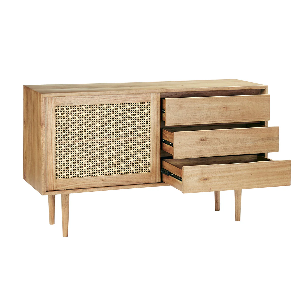 Commode en mindi massif et cannage 135 cm - Image 4