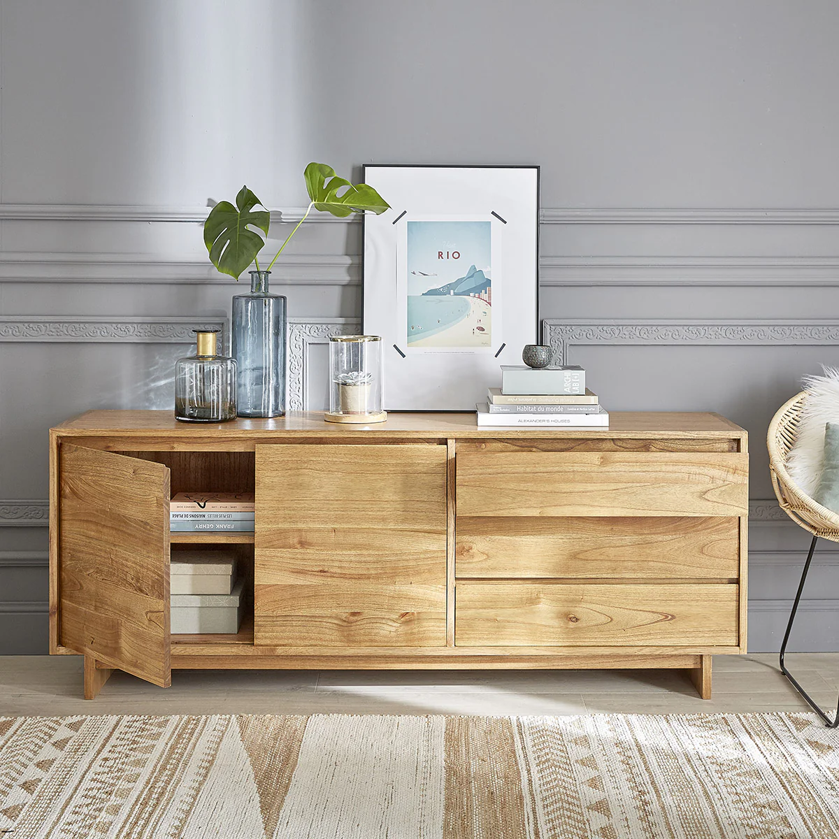 Commode en mindi massif 180 cm - Image 4
