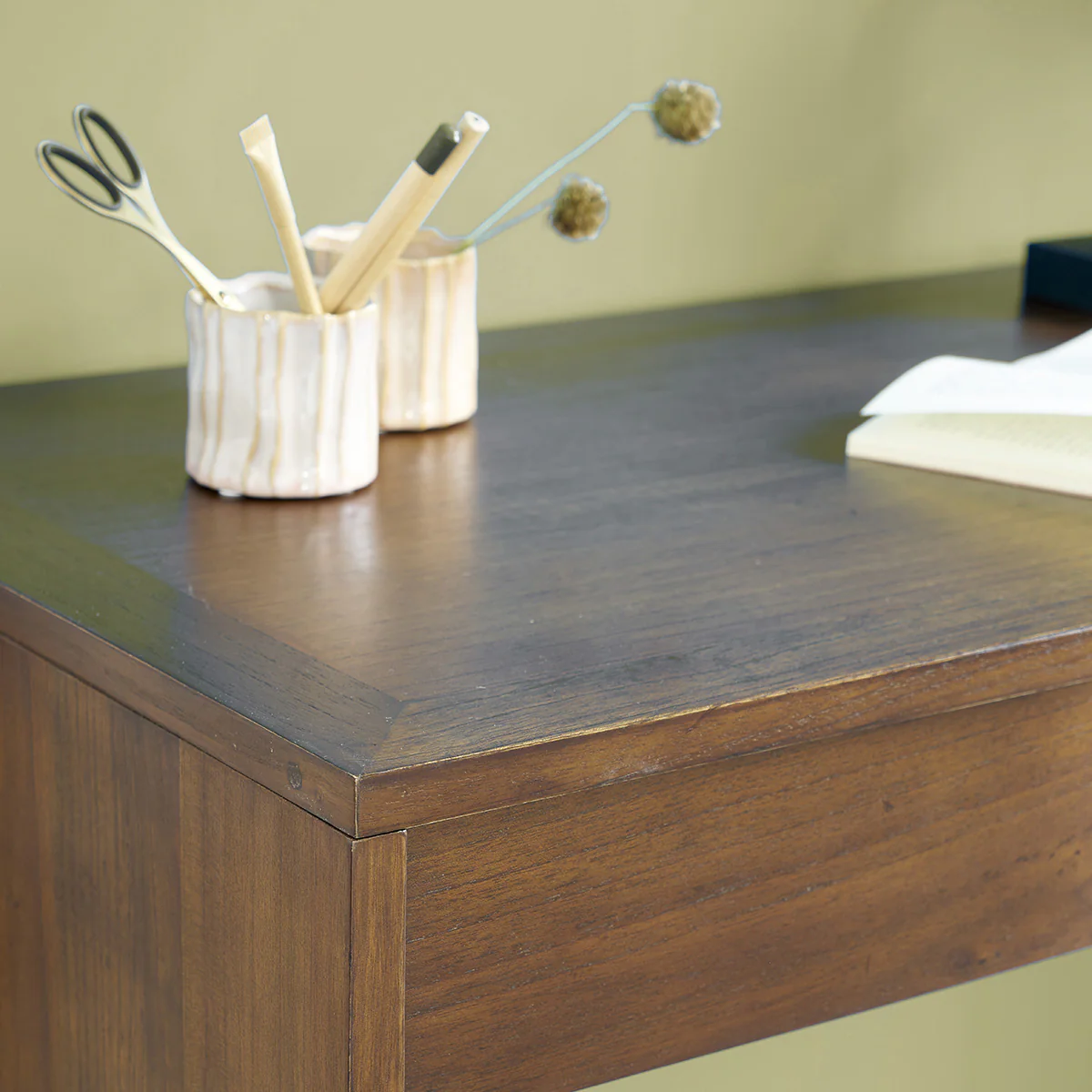 Console en mindi massif finition noyer 120 cm - Image 3