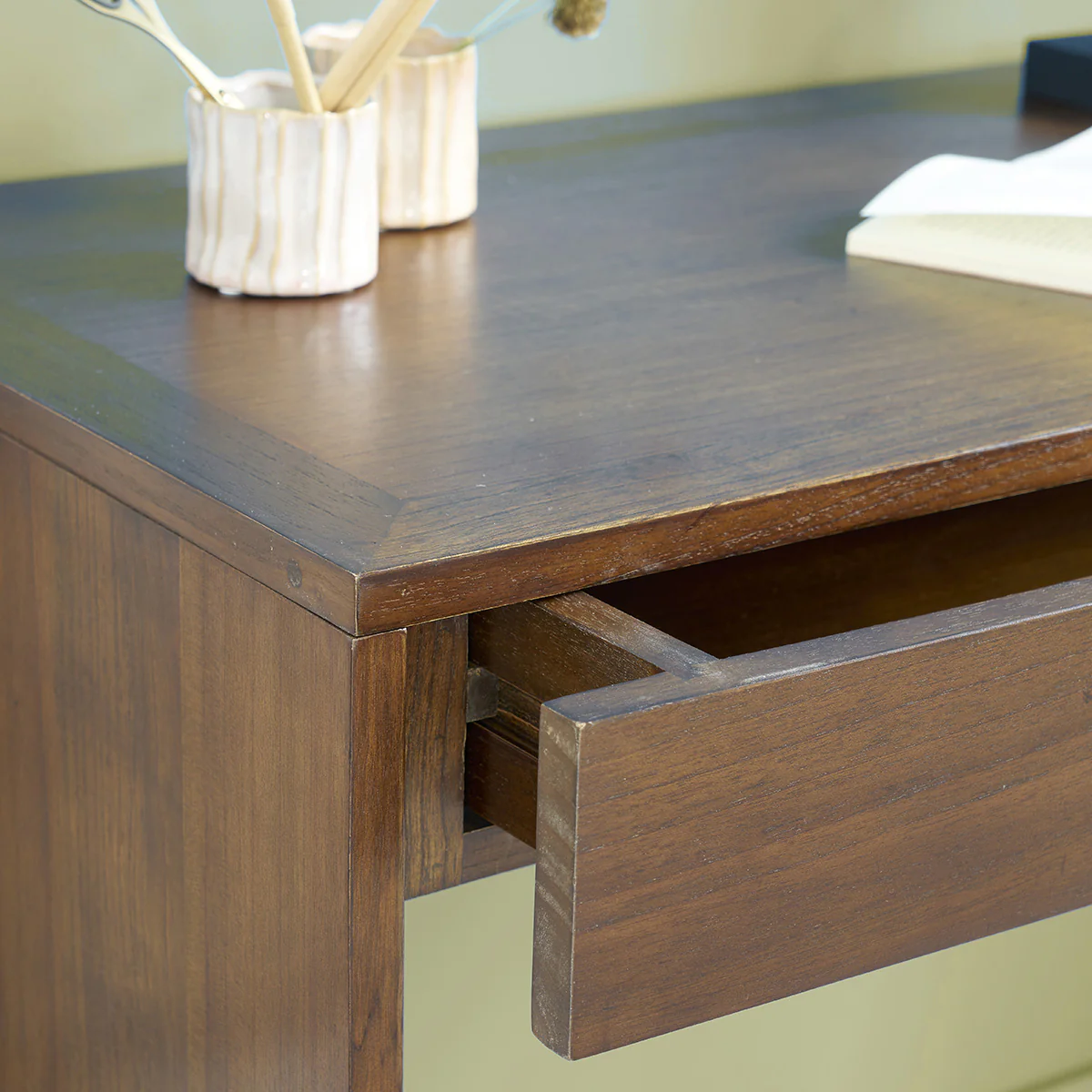 Console en mindi massif finition noyer 120 cm - Image 4
