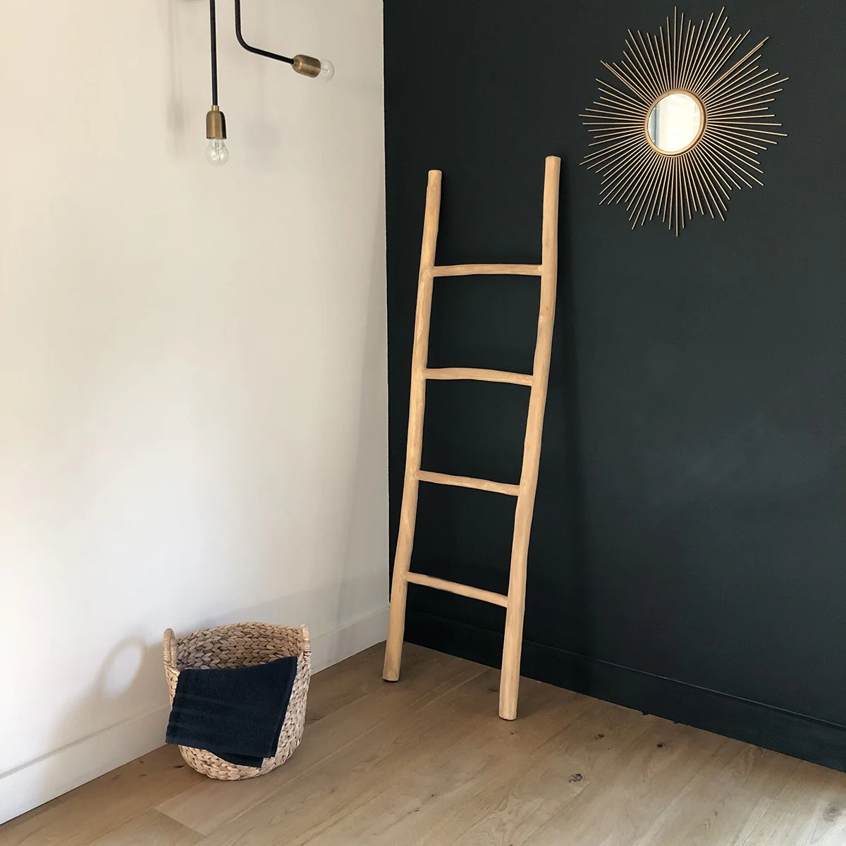 Échelle porte-serviettes en teck massif 150 cm - Image 3