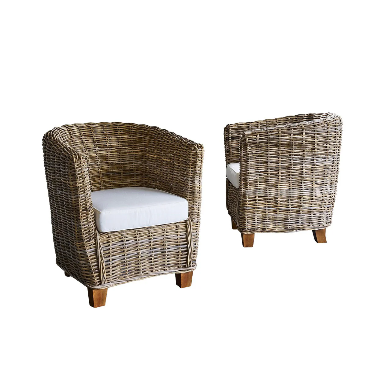 Fauteuil de jardin en kubu naturel (lot de 2) - Image 2