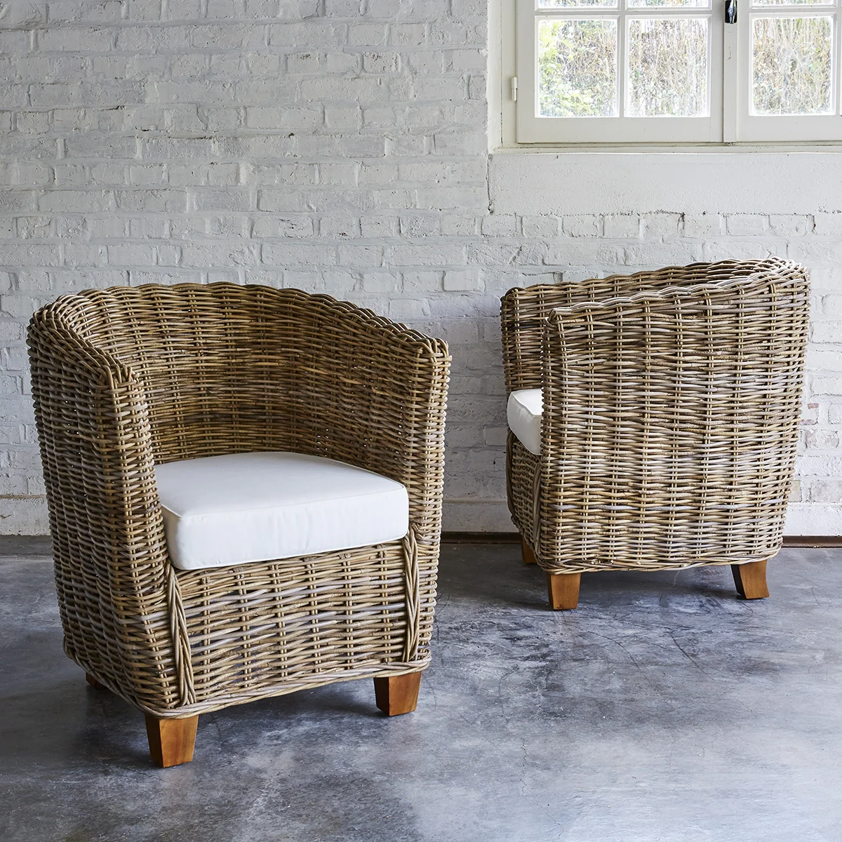 Fauteuil de jardin en kubu naturel (lot de 2) - Image 4