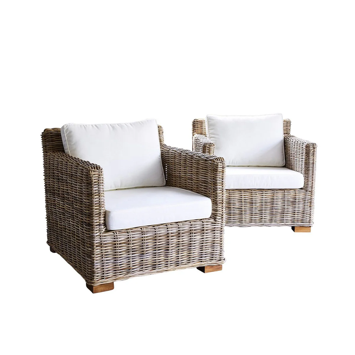 Fauteuil de jardin en kubu naturel (lot de 2) - Image 2