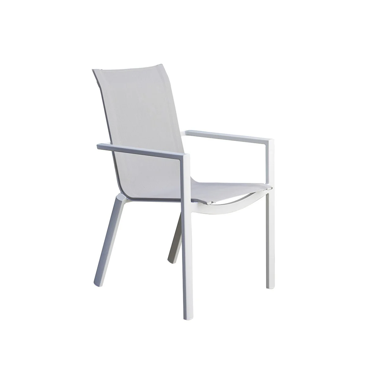 Fauteuil de jardin en aluminium blanc et textilène gris - Image 2