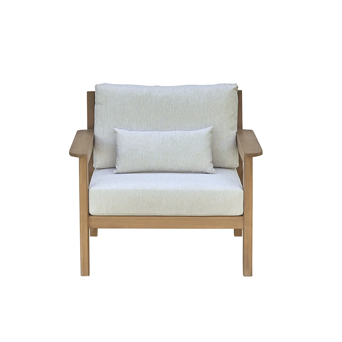 Fauteuil de jardin en teck massif avec coussins - Image 2