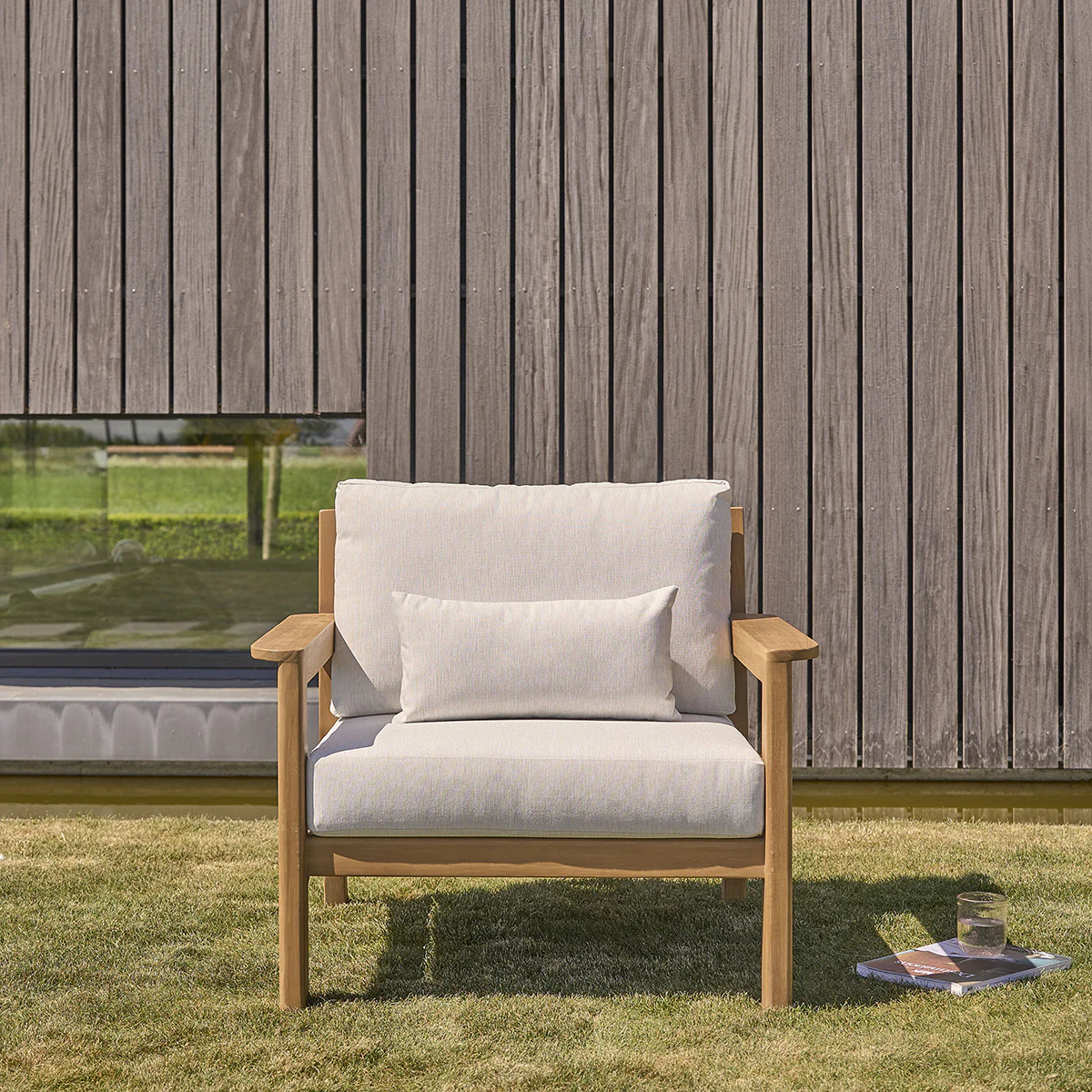 Fauteuil de jardin en teck massif avec coussins - Image 3