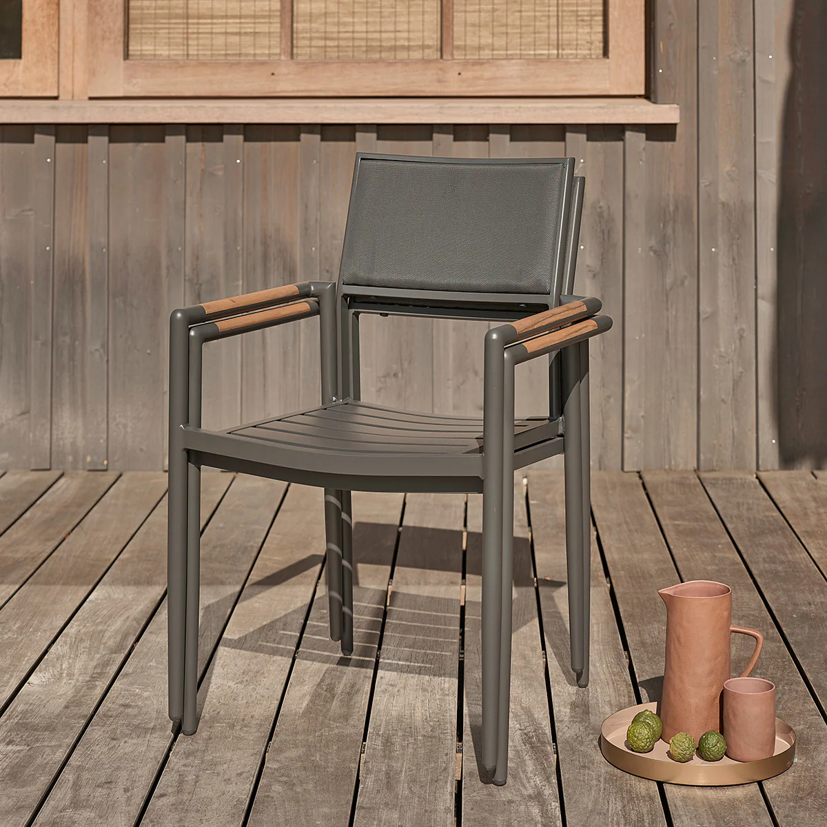 Fauteuil de jardin en teck massif et aluminium - Image 6
