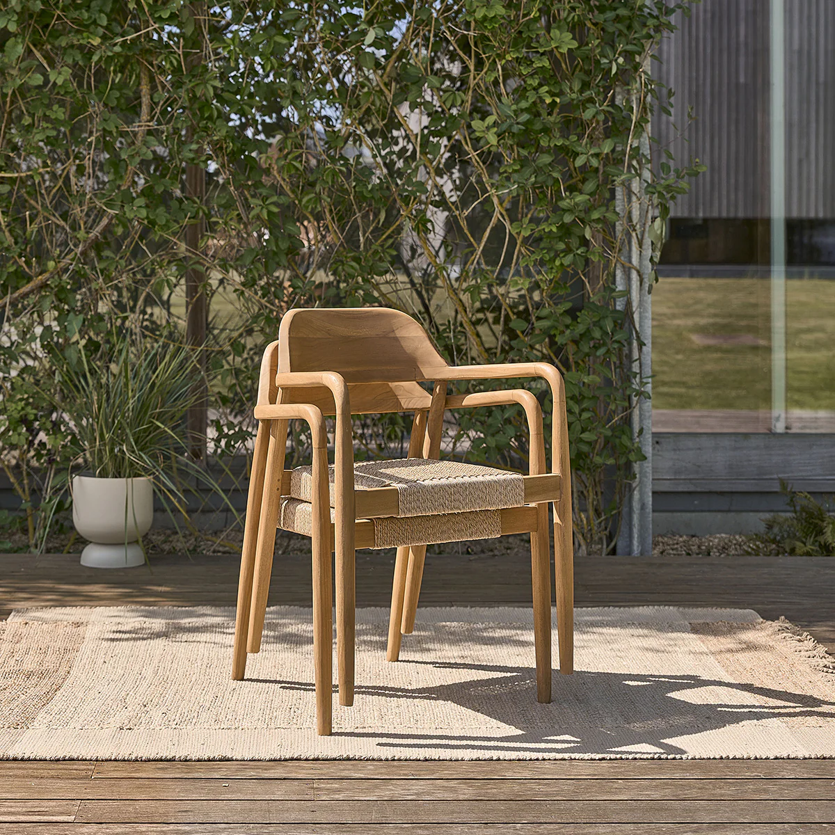 Fauteuil de jardin en teck massif et cordage (lot de 2) - Image 4