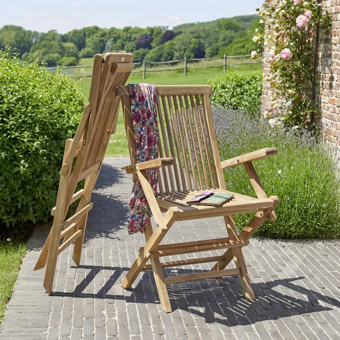 Fauteuil de jardin en teck massif pliant - Image 4