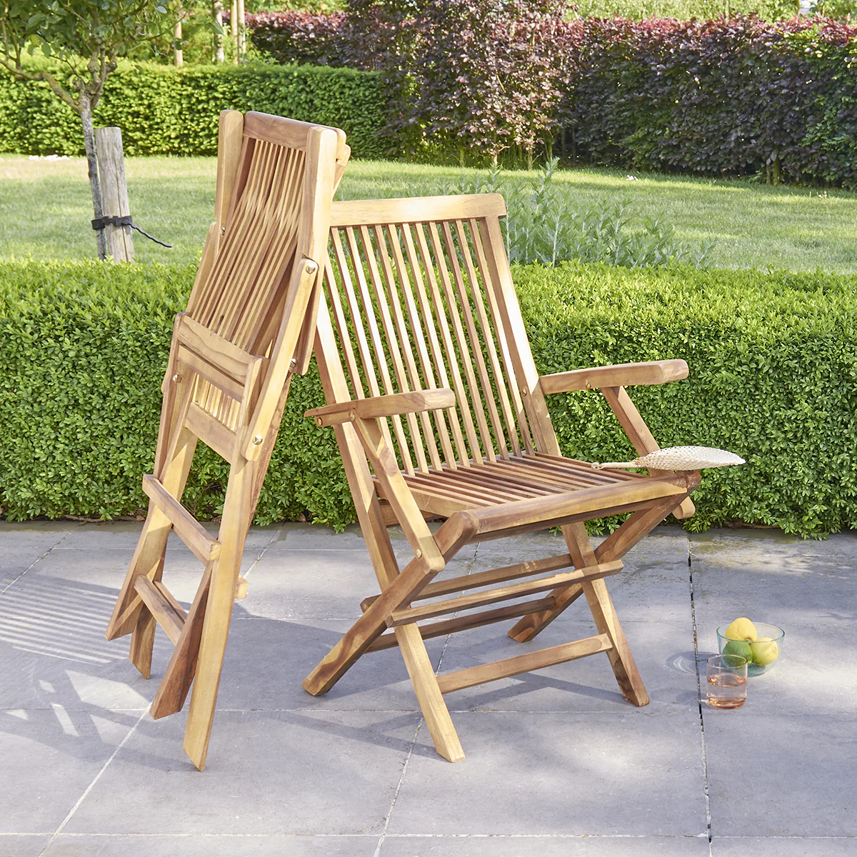Fauteuil de jardin en teck huilé massif pliant (lot de 2) - Image 3