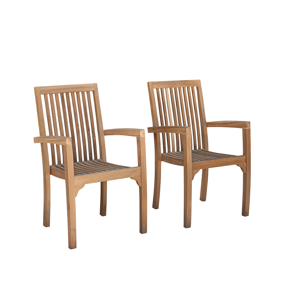 Fauteuil de jardin en teck massif empilables (lot de 2) - Image 2