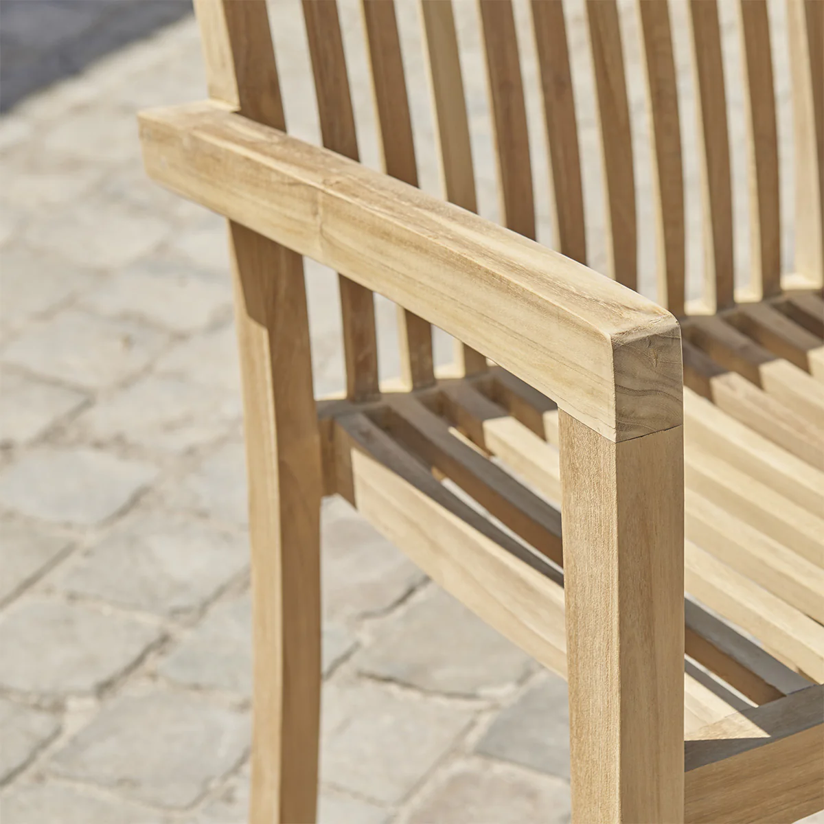 Fauteuil de jardin en teck massif empilables (lot de 2) - Image 5