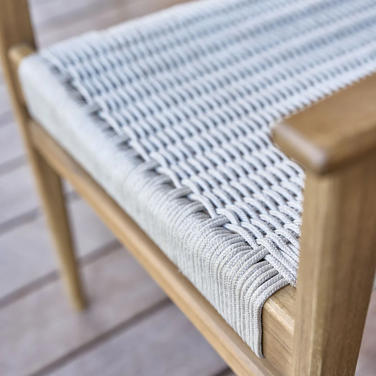 Fauteuil de jardin en teck massif et cordage beige (lot de 2) - Image 5