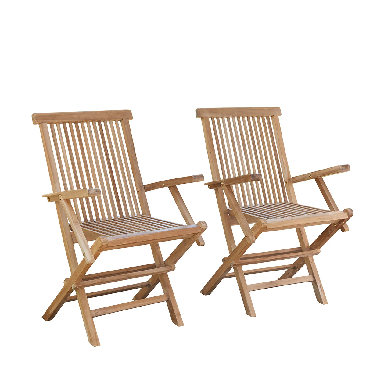 Fauteuil de jardin en teck massif pliant (lot de 2) - Image 2