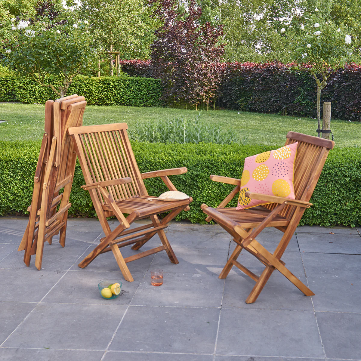 Fauteuil de jardin en teck huilé massif pliant (lot de 4) - Image 3