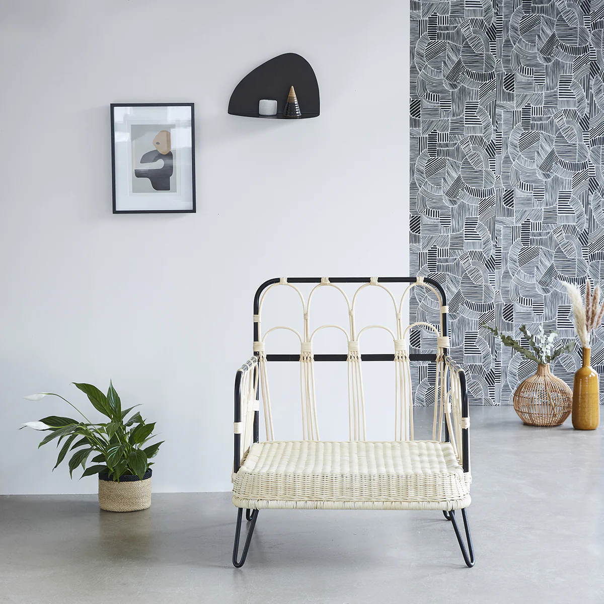 Fauteuil en rotin et métal - Image 4
