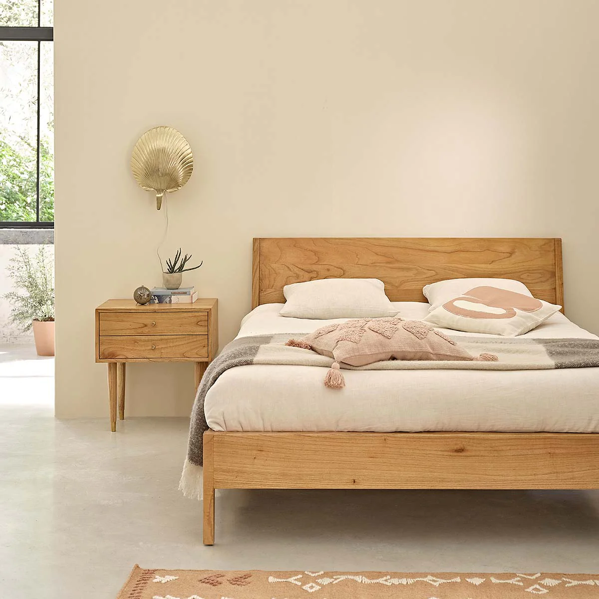Lit en mindi massif 160 cm avec sommier