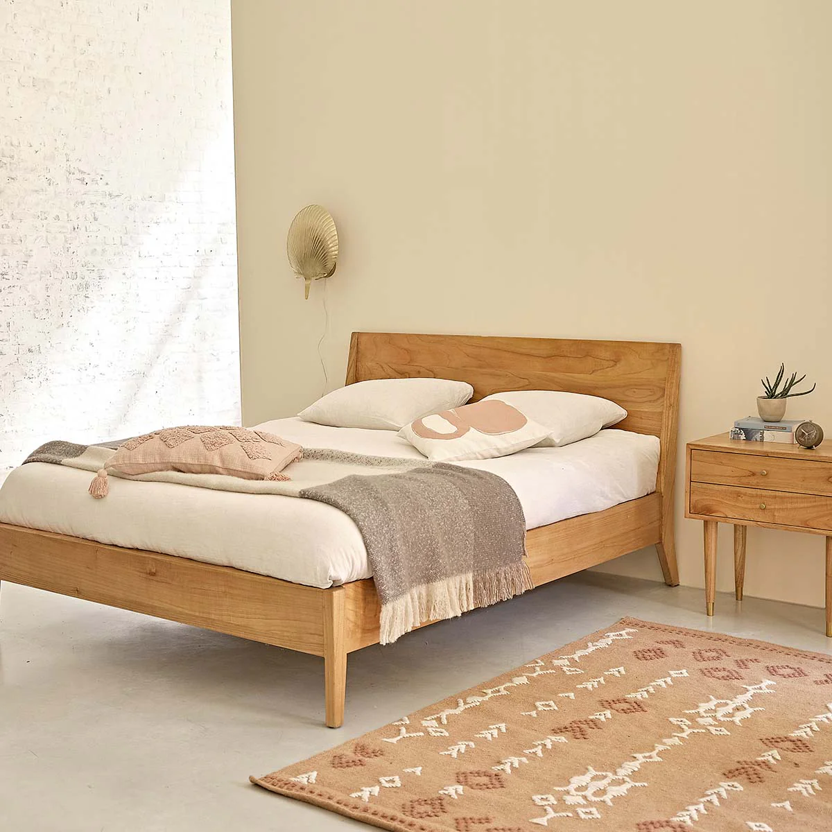 Lit en mindi massif 160 cm avec sommier - Image 5