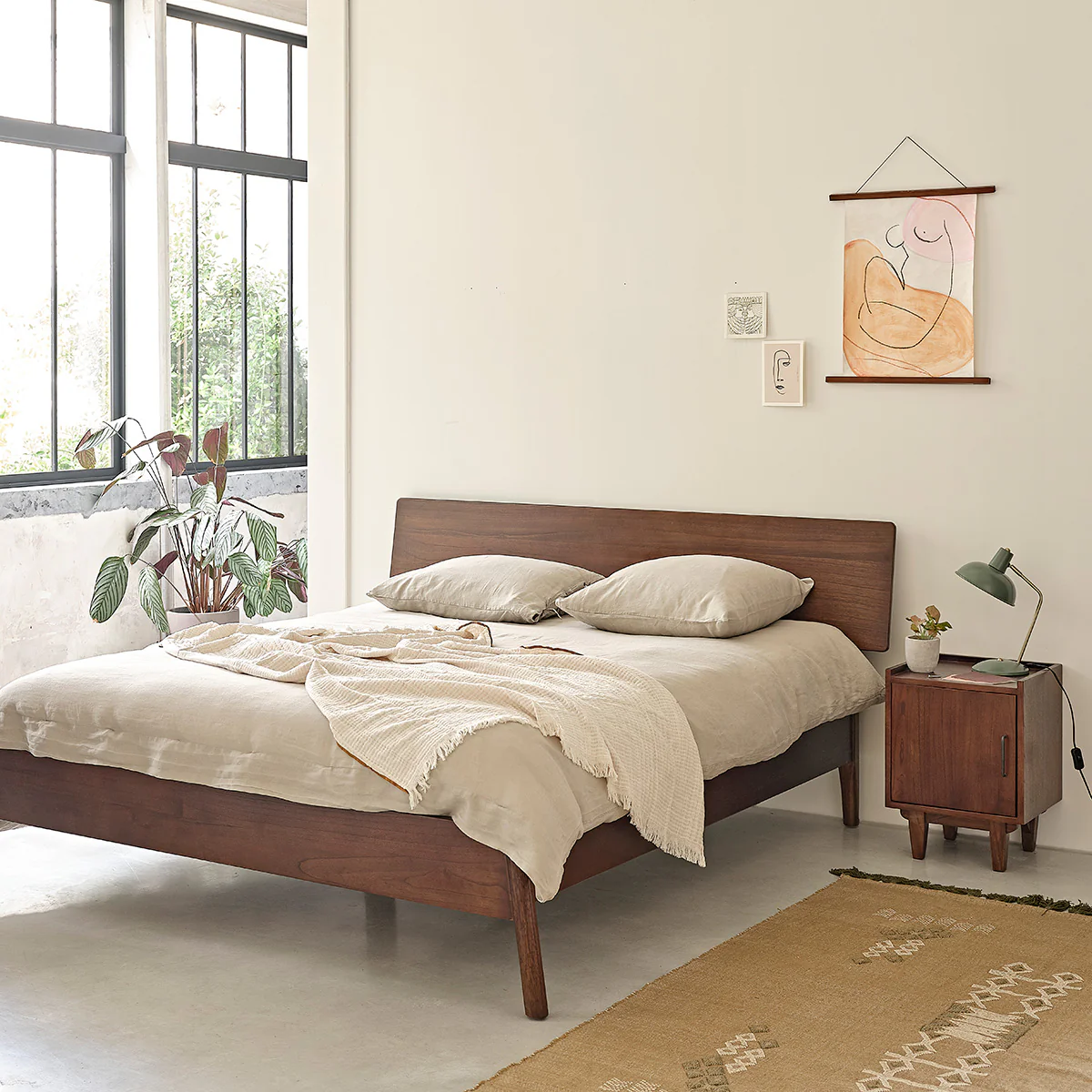 Lit en mindi massif 160 cm avec sommier - Image 3