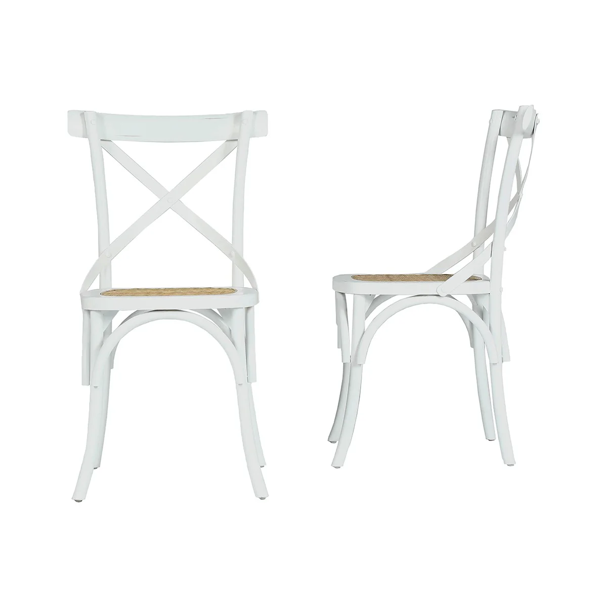 Lot de 2 chaises bistrot en acajou massif et rotin - Image 2