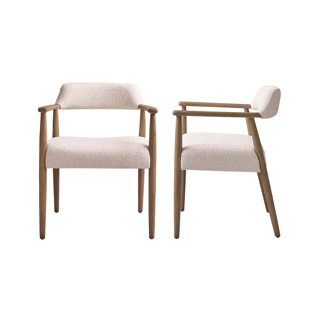 Lot de 2 chaises en chêne massif et tissu bouclette - Image 2