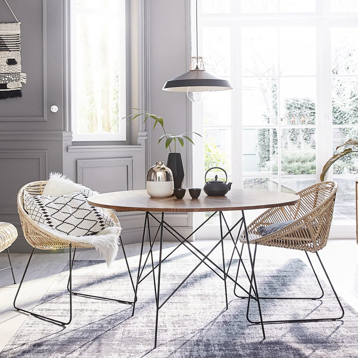 Lot de 2 chaises en rotin et métal - Image 5