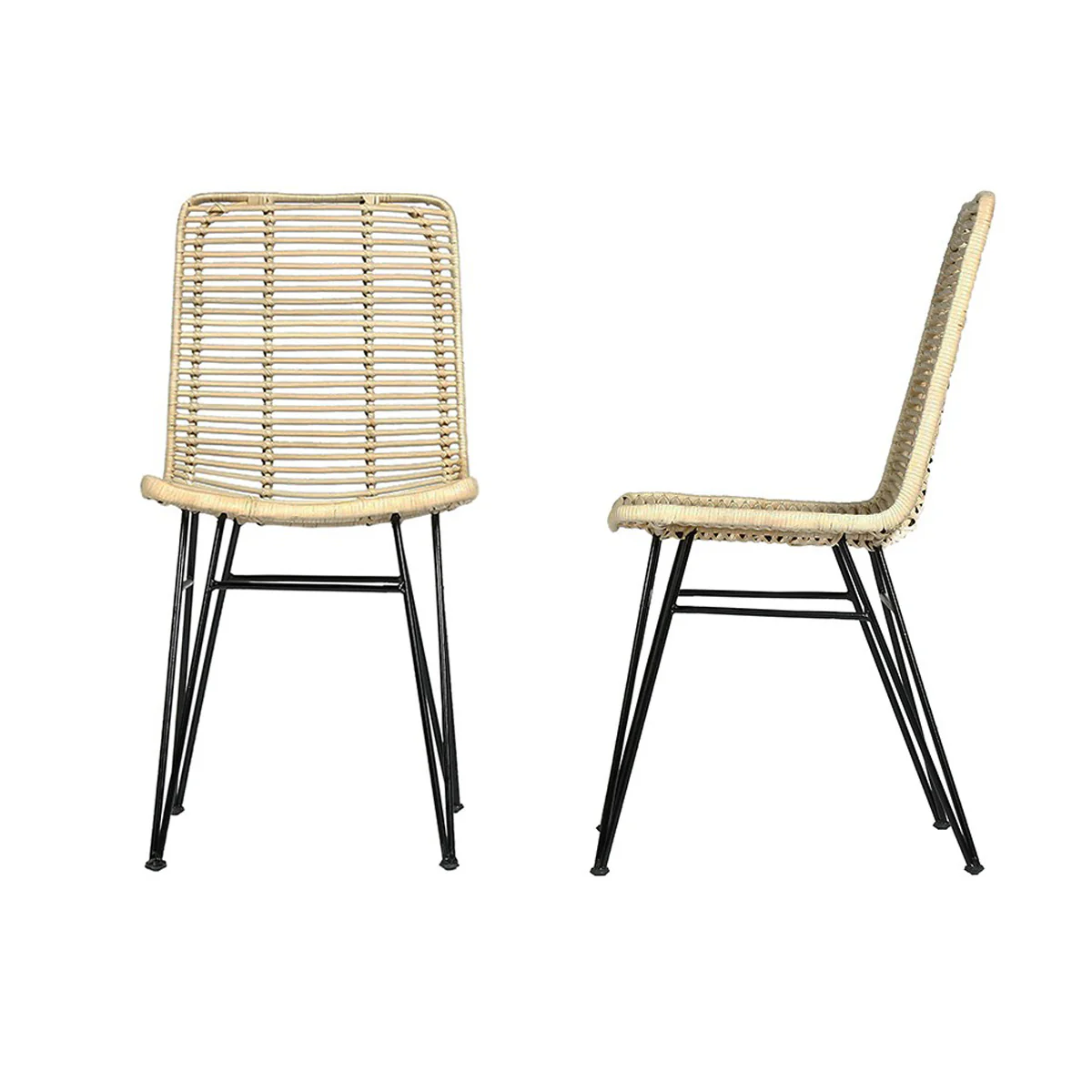 Lot de 2 chaises en rotin et métal - Image 2