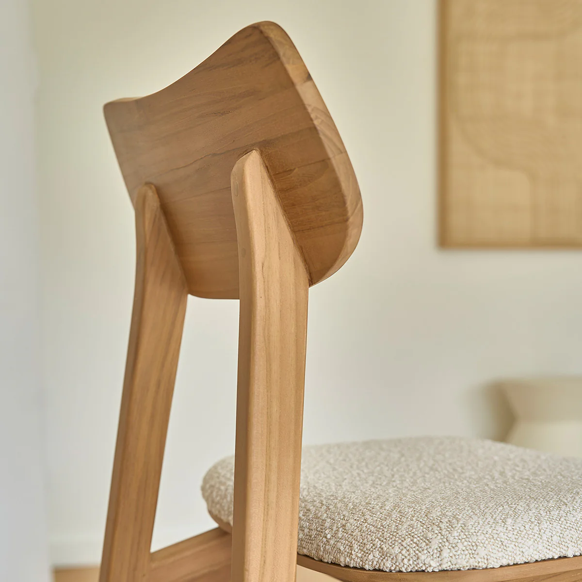Lot de 2 chaises en teck massif assise bouclette - Image 7