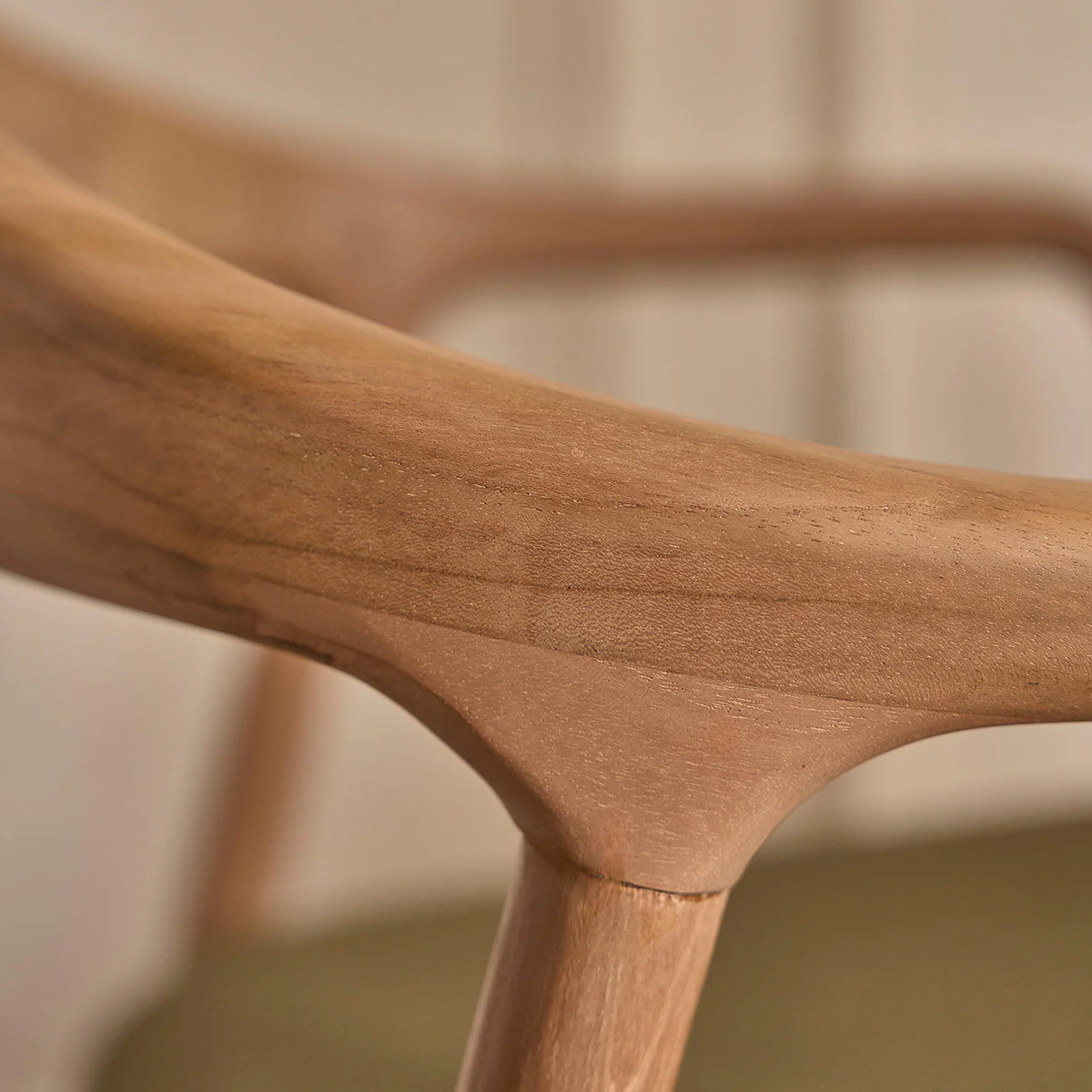 Lot de 2 chaises en teck massif assise velours côtelé kaki - Image 7