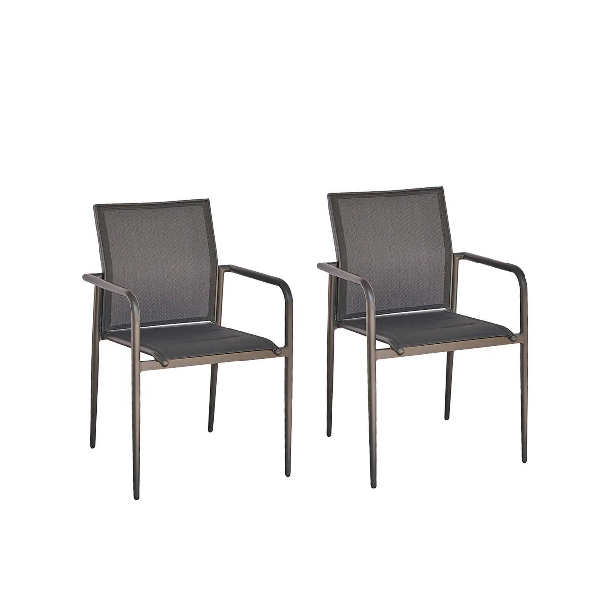 Fauteuil en aluminium et textilène gris (lot de 2) - Image 2