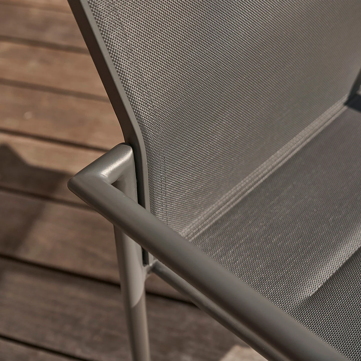 Fauteuil en aluminium et textilène gris (lot de 2) - Image 3