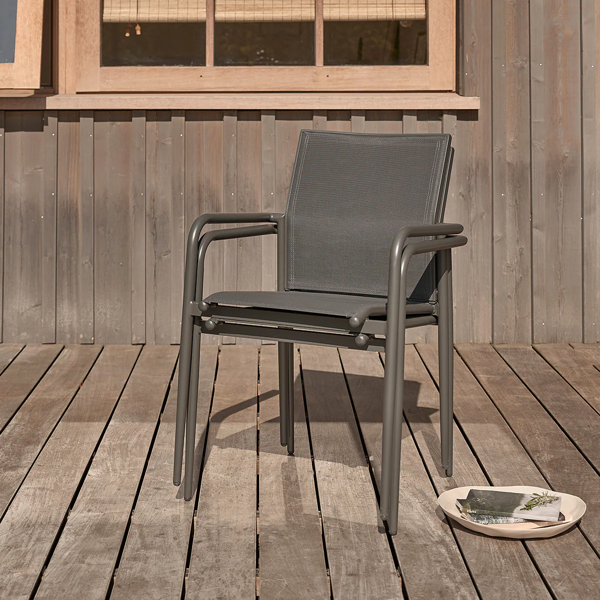 Fauteuil en aluminium et textilène gris (lot de 2) - Image 6