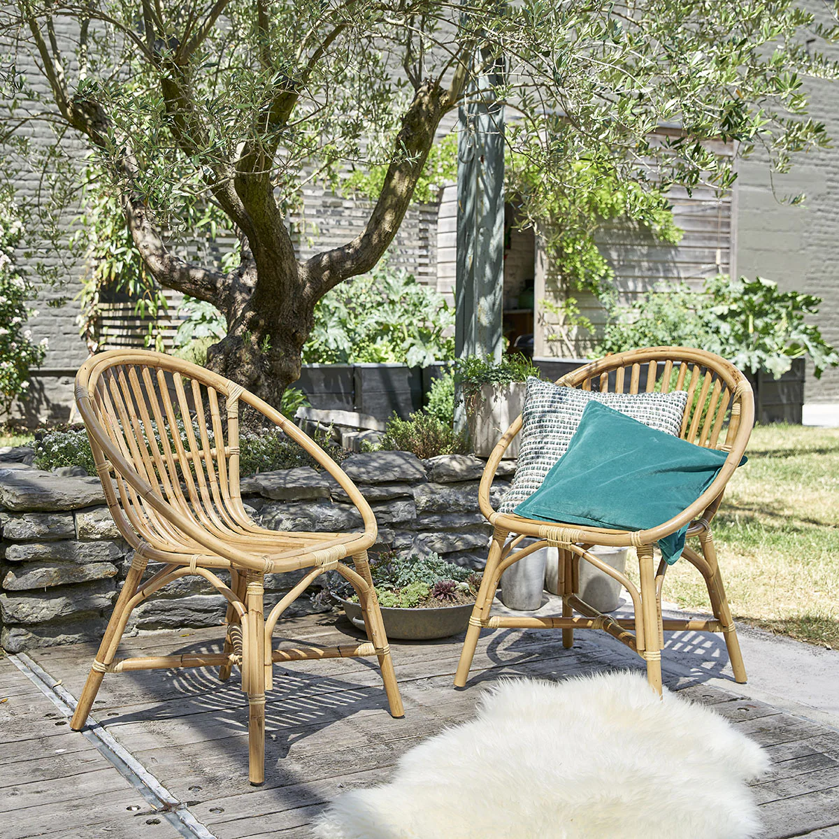 Lot de 2 fauteuils en rotin - Image 3