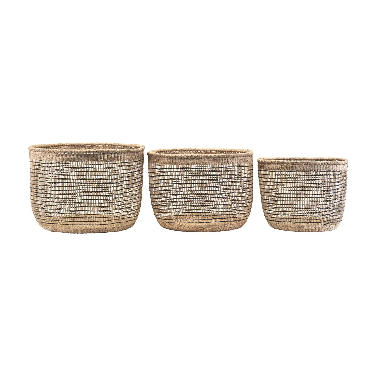 Lot de 3 paniers naturels et noirs - Image 2
