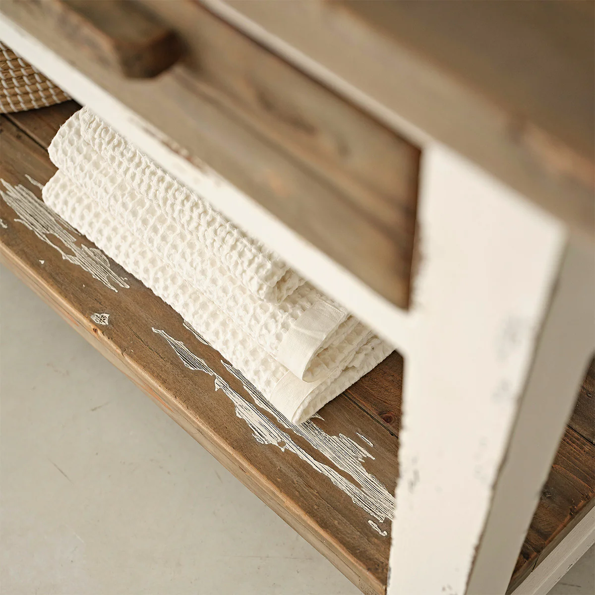 Meuble sous vasque en bois recyclé massif 150 cm - Image 5