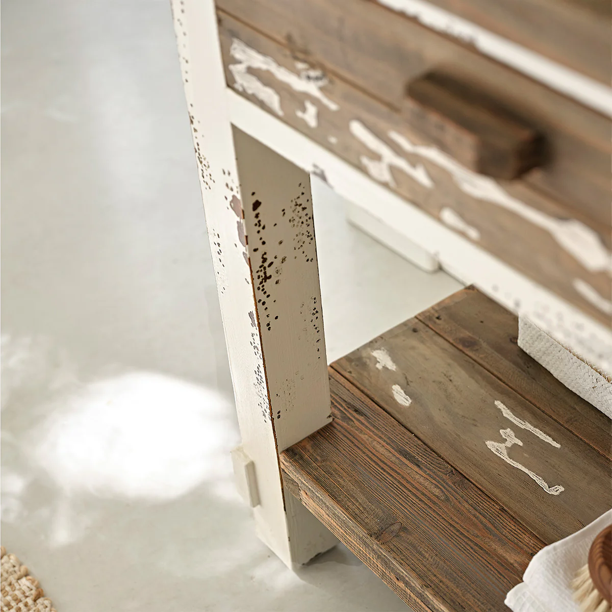 Meuble sous vasque en bois recyclé massif 80 cm - Image 4