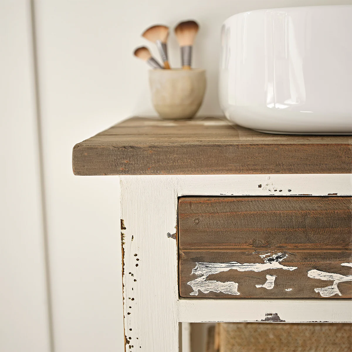 Meuble sous vasque en bois recyclé massif 80 cm - Image 6