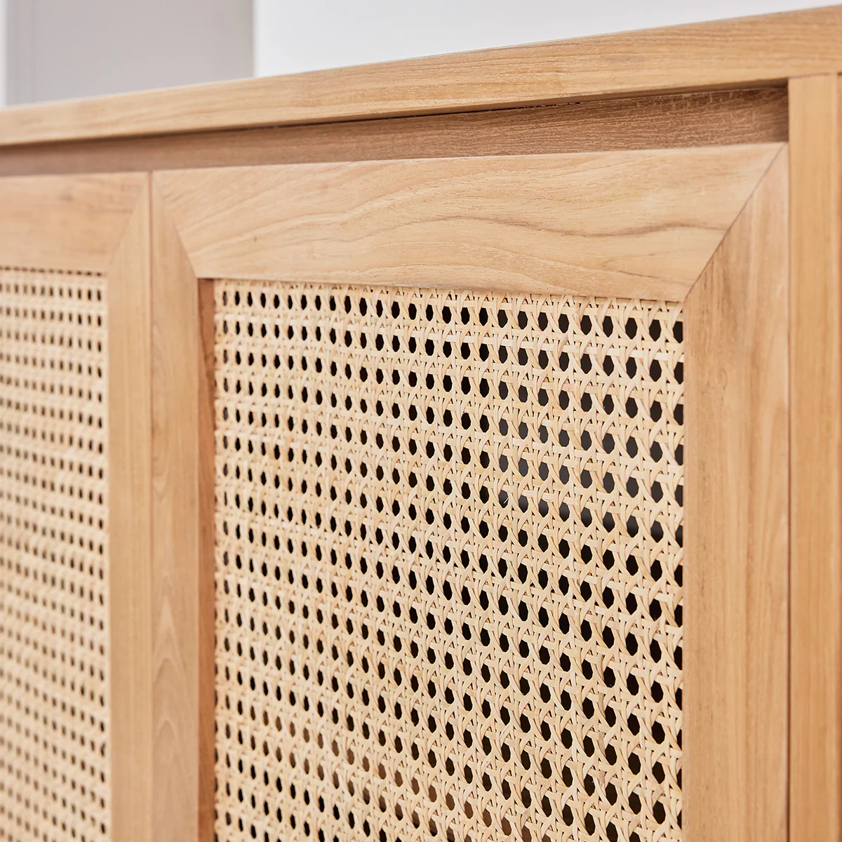 Meuble sous vasque en teck massif et cannage 145 cm - Image 5