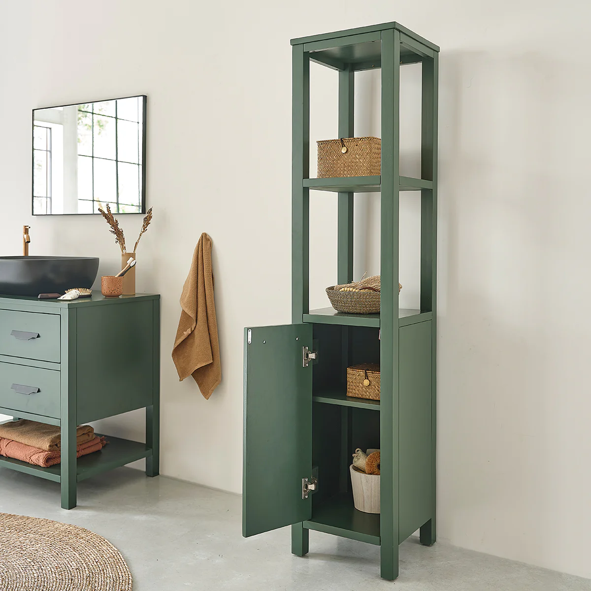 Colonne de salle de bain verte en bois d'acacia 160 cm - Image 3