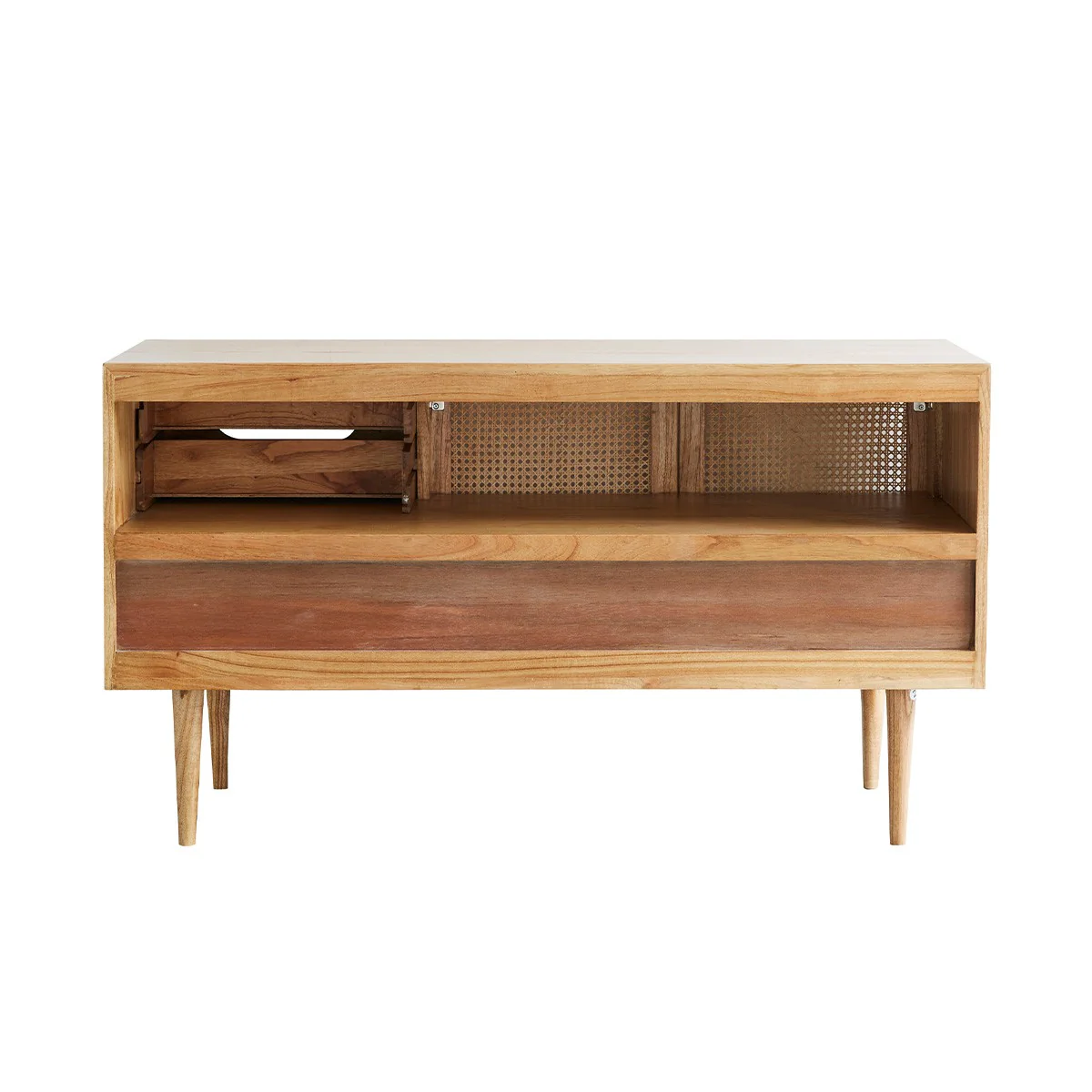 Meuble sous vasque en mindi massif et cannage 135 cm - Image 6