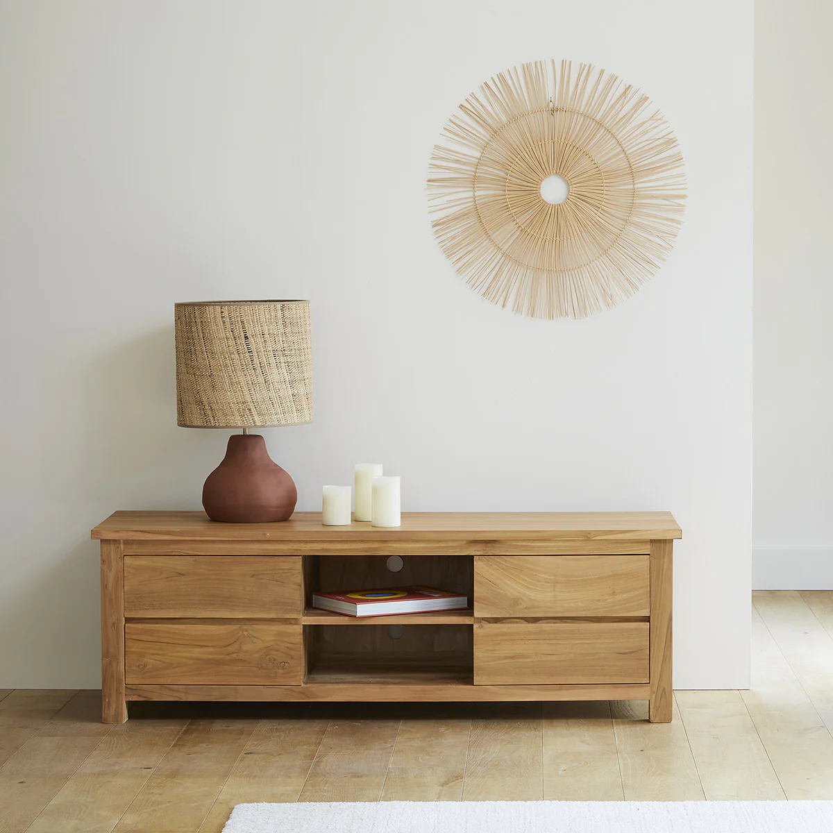 Meuble TV en teck massif 150 cm