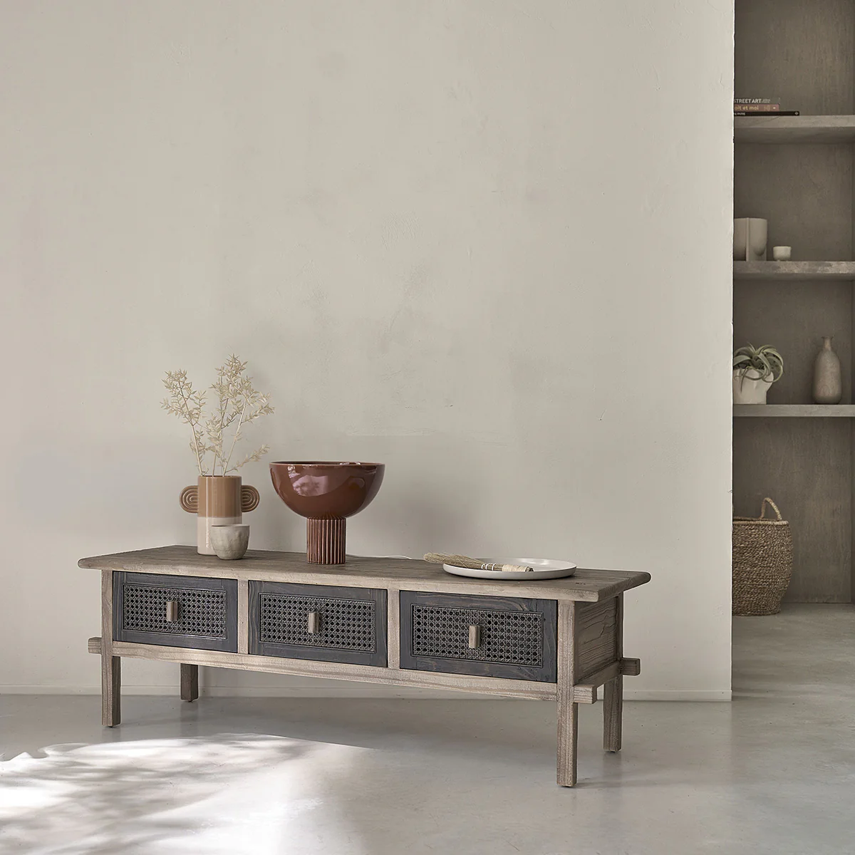 Meuble TV en bois recyclé massif 145 cm - Image 3
