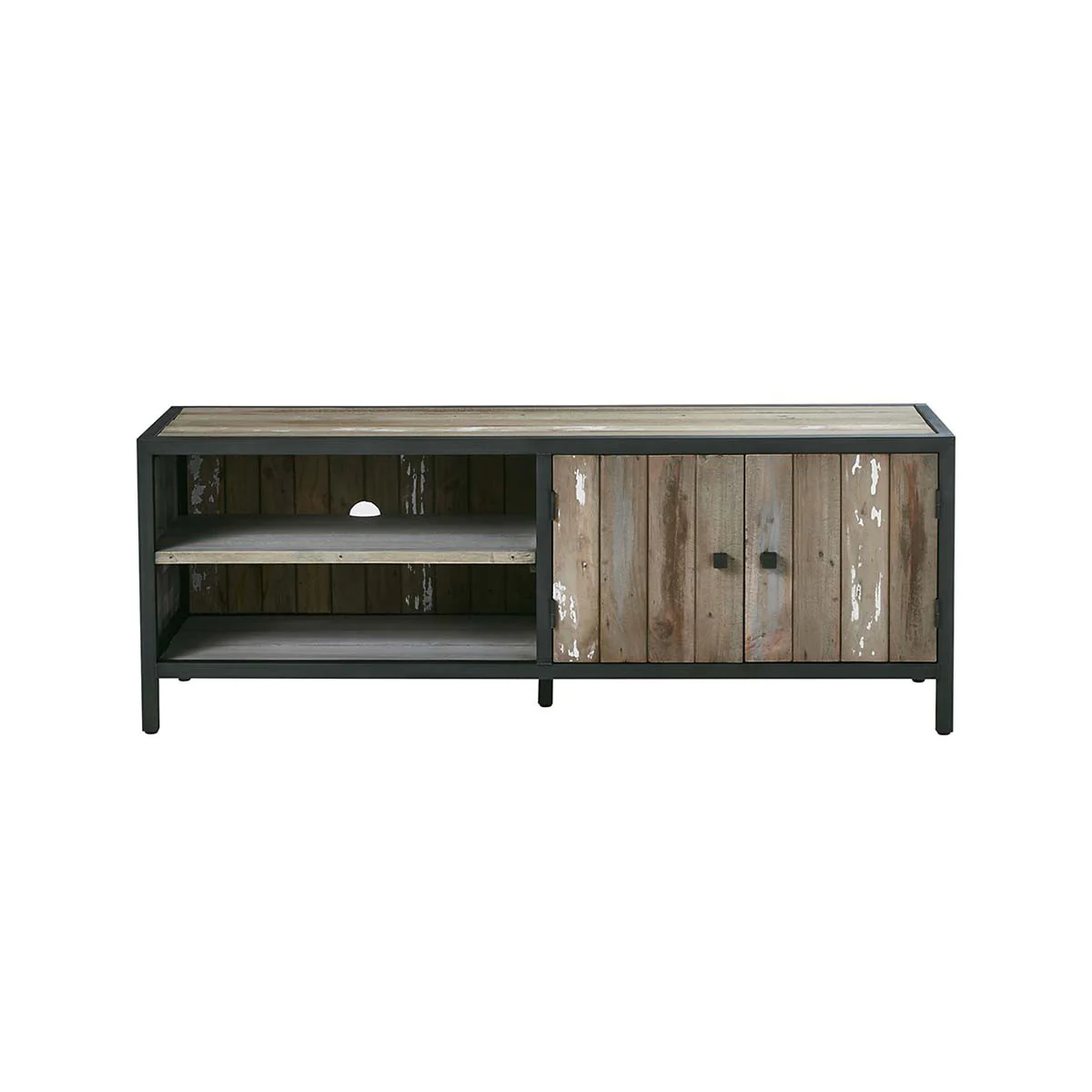 Meuble TV en bois recyclé massif et métal 150 cm - Image 2