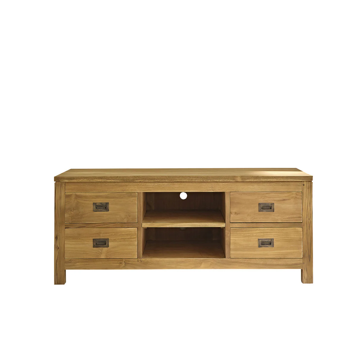 Meuble TV en teck massif 120 cm - Image 2