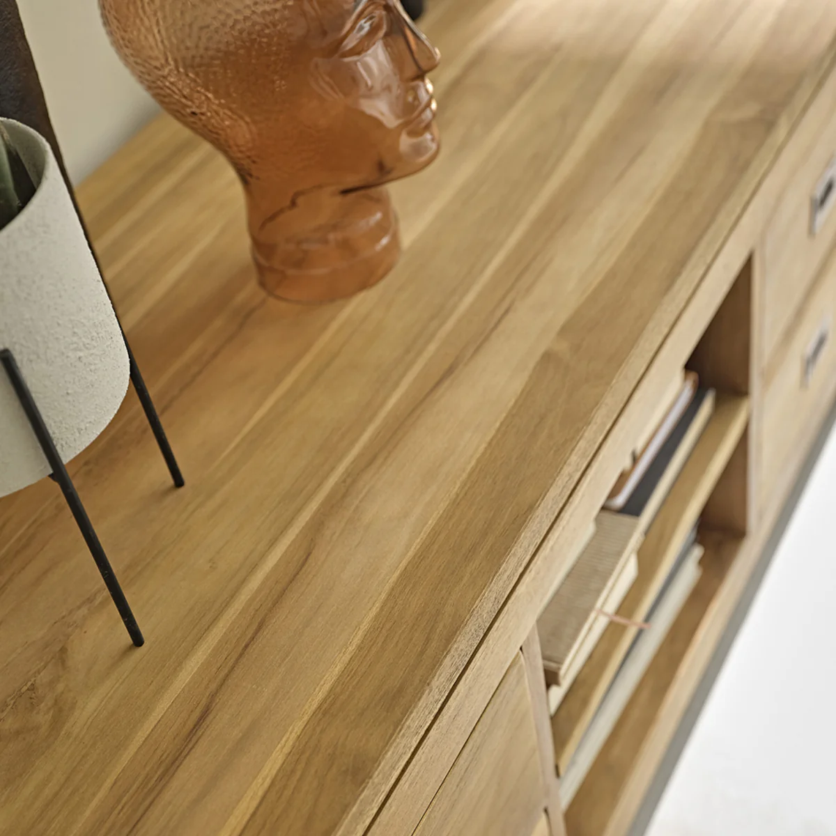 Meuble TV en teck massif 120 cm - Image 5