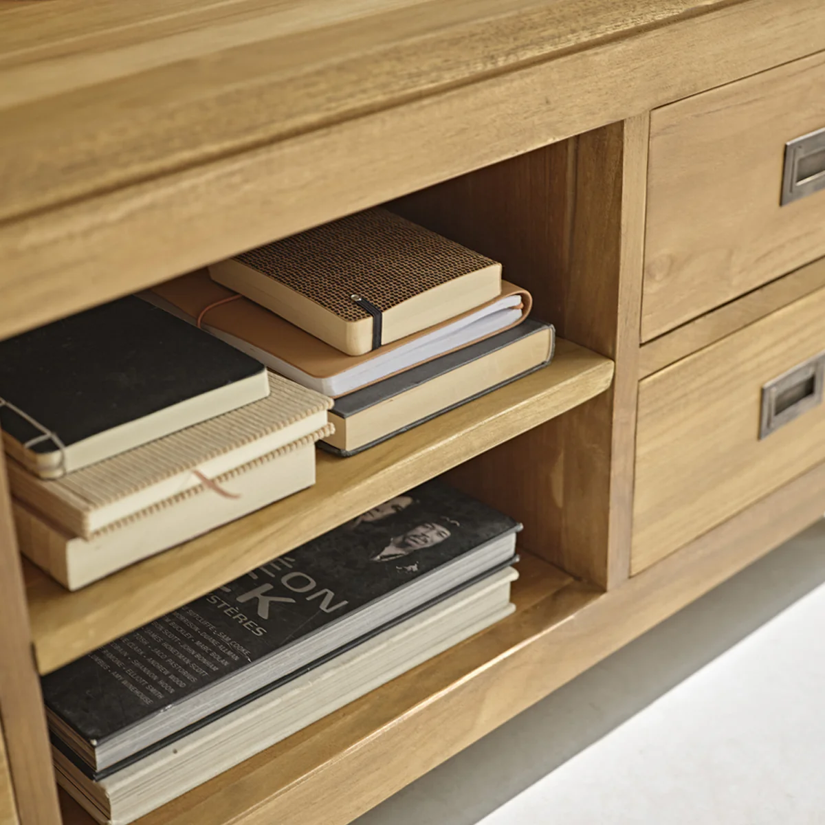 Meuble TV en teck massif 120 cm - Image 6
